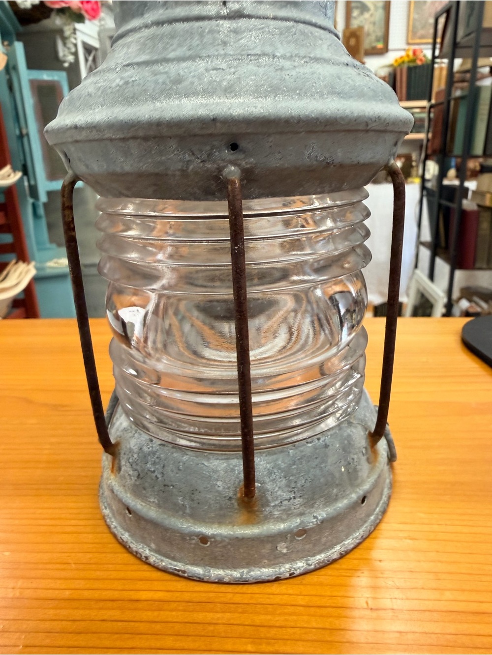 Ship Textured Gray Metal Lantern with Clear Glass — Decorative Home Accent - Picture 6 of 9